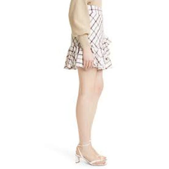 Veronica Beard Memphis Mini Skirt Size 2 XS White Plaid Ruffle NEW NWT - Picture 3 of 11